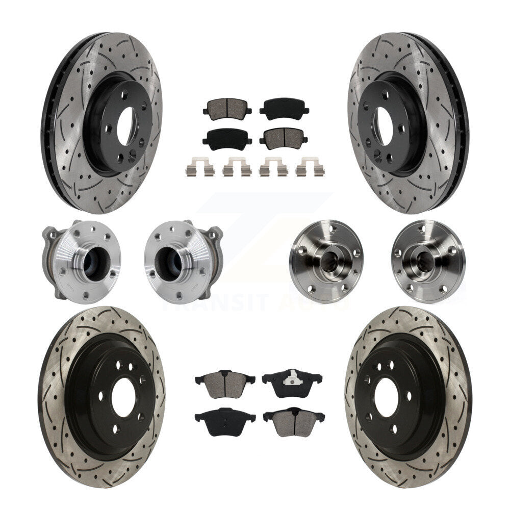 Kit de rotors et plaquettes de frein à disque revêtus de roulement de moyeu avant et arrière (10 pièces) pour Volvo V7