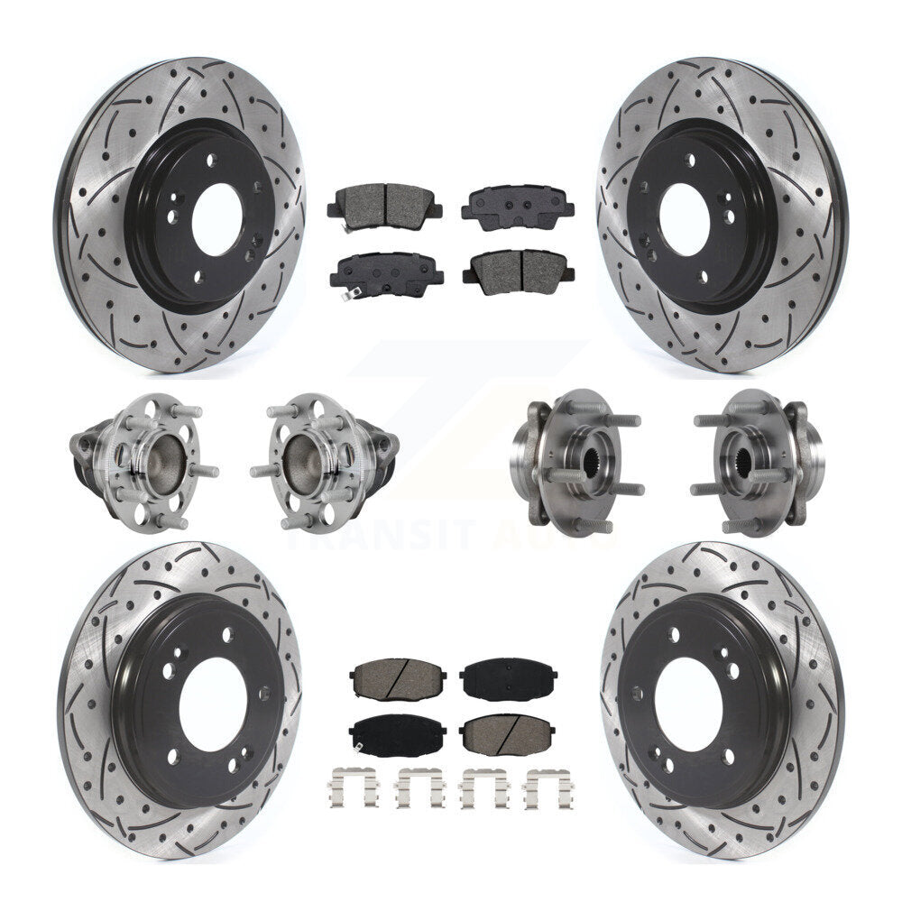 Kit de plaquettes de rotor de frein enduites de roulement de moyeu avant et arrière (10 pièces) pour Kia Forte 2020 1.6