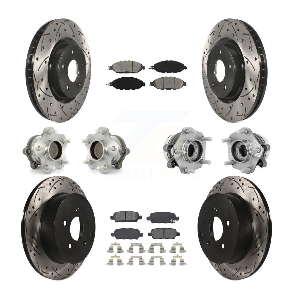 Kit de rotor et de plaquettes de frein revêtus de roulement de moyeu avant et arrière (10 pièces) pour Nissan Murano FW