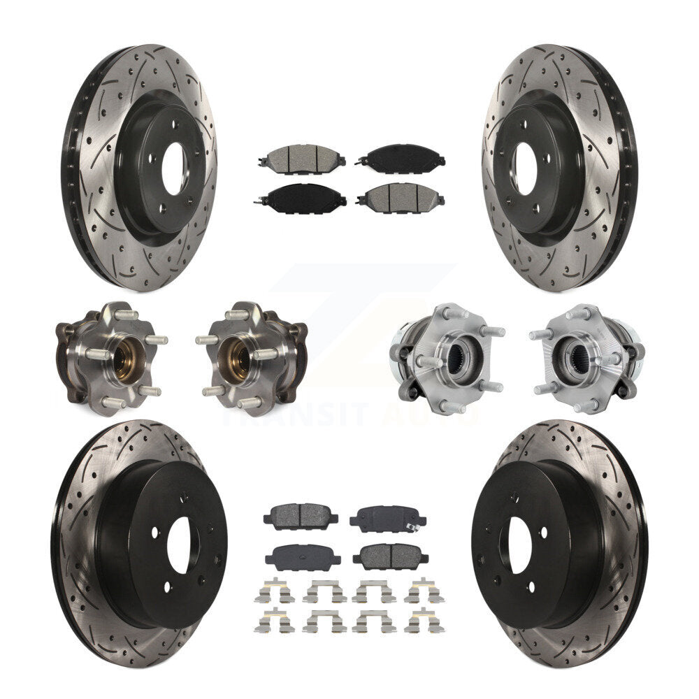 Kit de rotor et de plaquettes de frein revêtus de roulement de moyeu avant et arrière (10 pièces) pour Nissan Murano AW