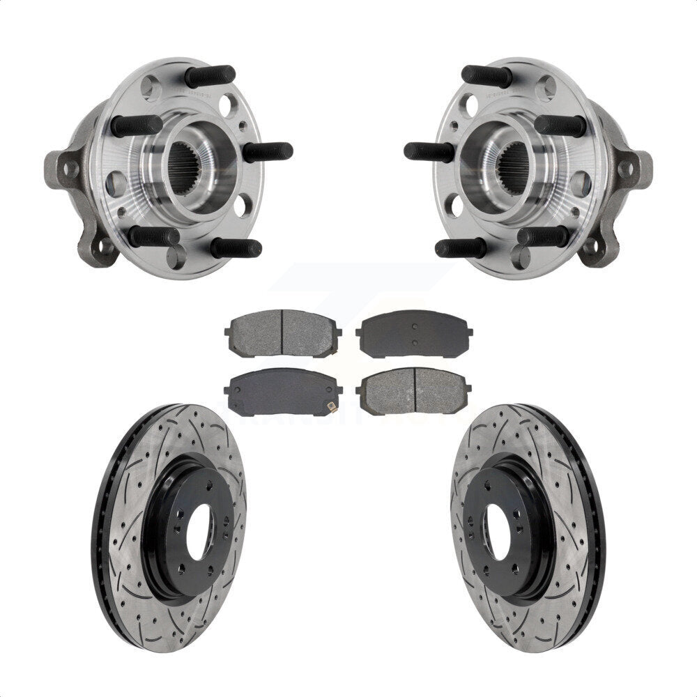 Kit de plaquettes de Rotor de frein, roulement de moyeu avant, fente de perçage, pour Hyundai Sonata Kia K