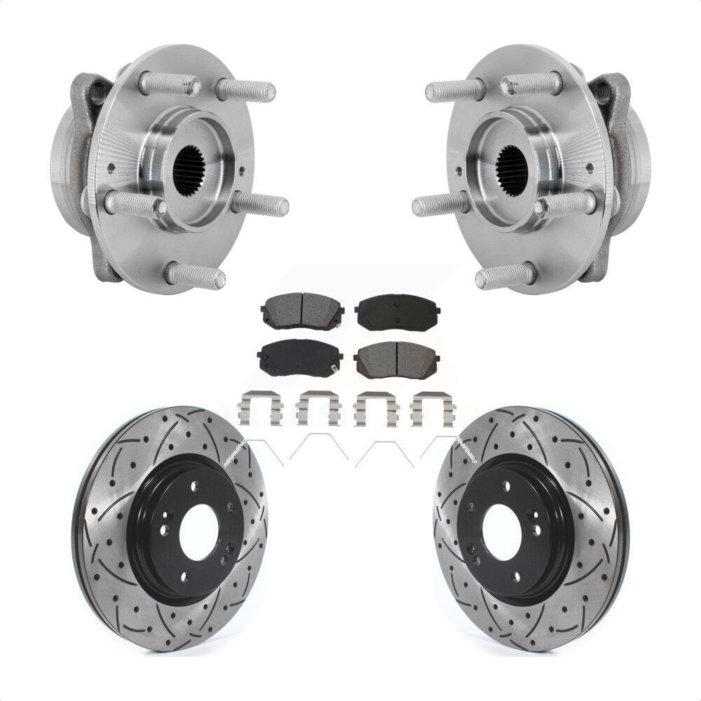 Kit de Rotor et de plaquettes de frein à fente percée, roulement de moyeu avant, pour Hyundai Kona Kia Selto