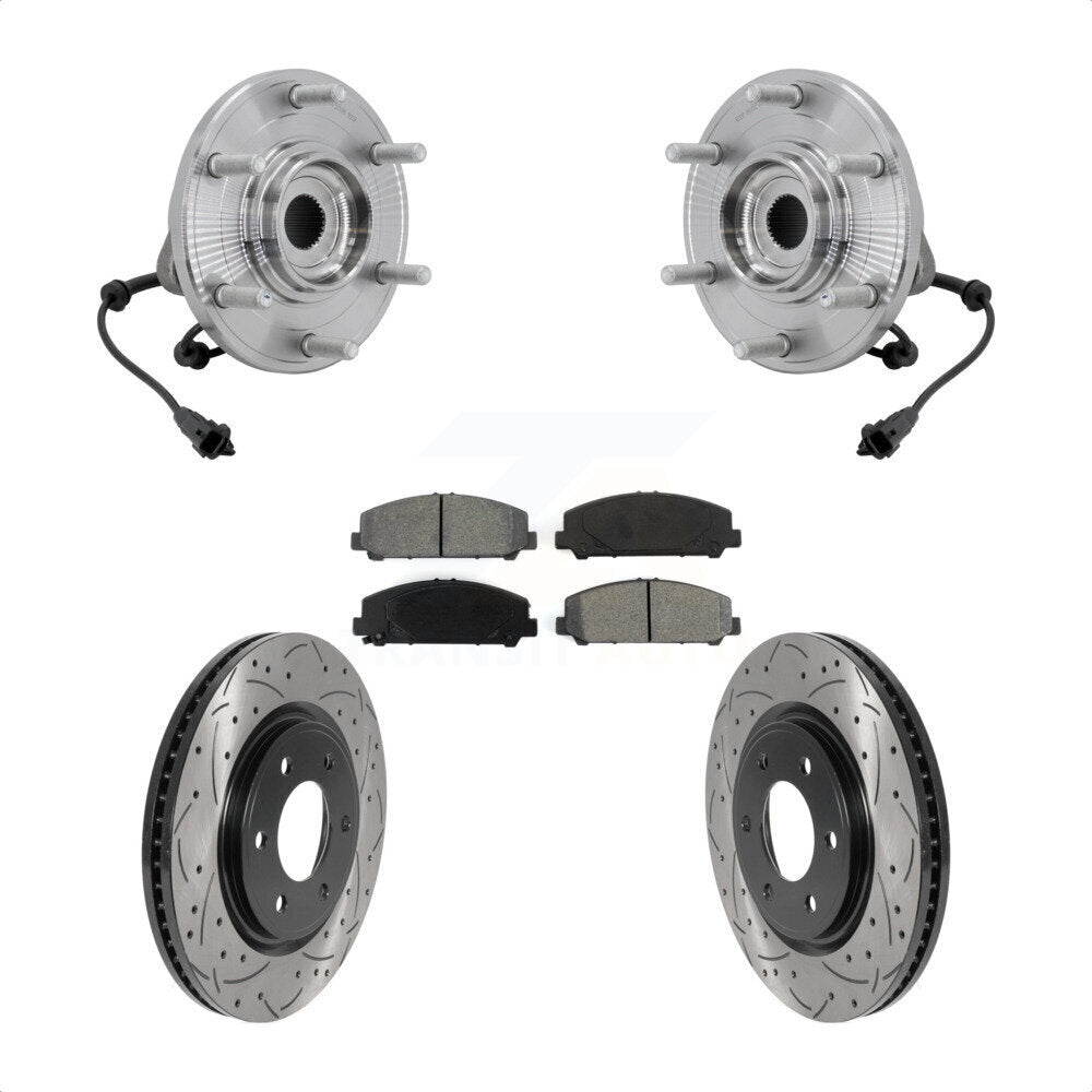 Kit de plaquettes de Rotor de frein, roulement de moyeu avant, fente de perçage, pour Nissan TITAN 4W 2017 – 2023