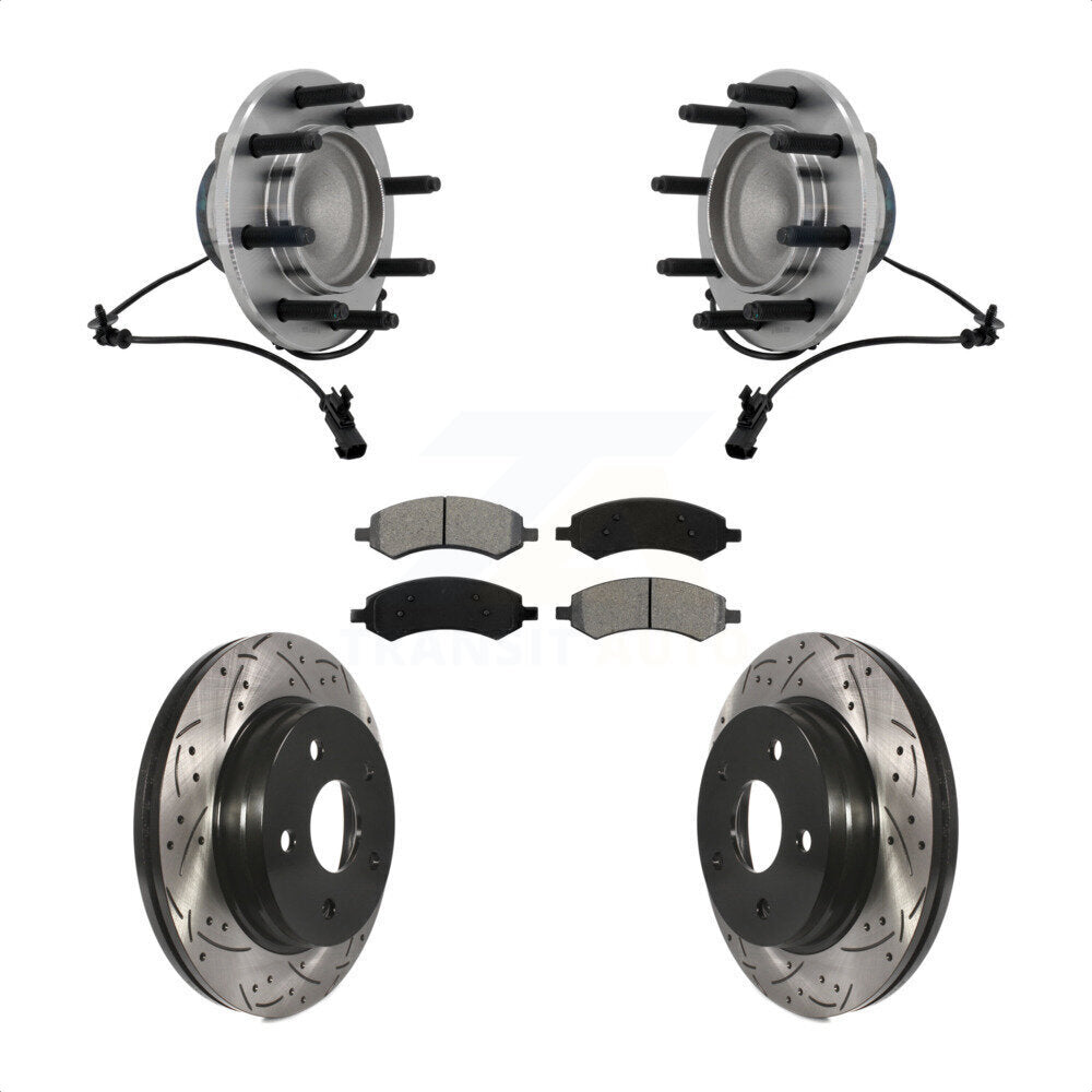 Ensemble de roulement de moyeu avant, Rotor de frein à fente percé et Kit de plaquettes pour Dodge Ram 150