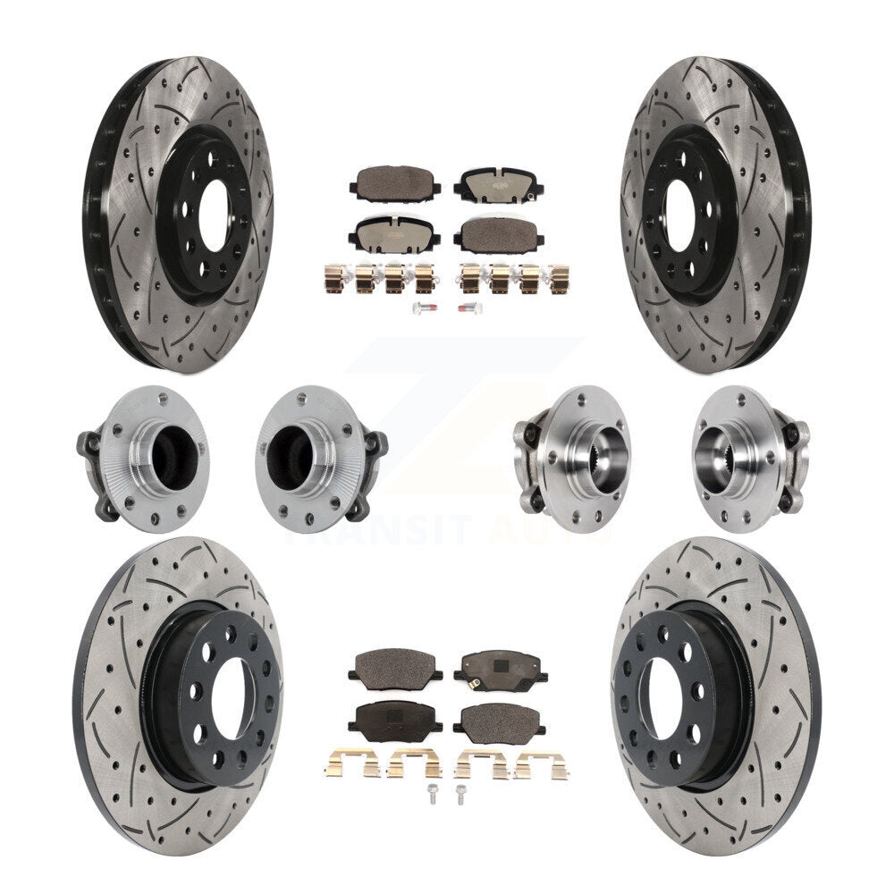 Kit de rotors et plaquettes de frein revêtus de roulement de moyeu avant et arrière (10 pièces) pour Jeep Compass FW