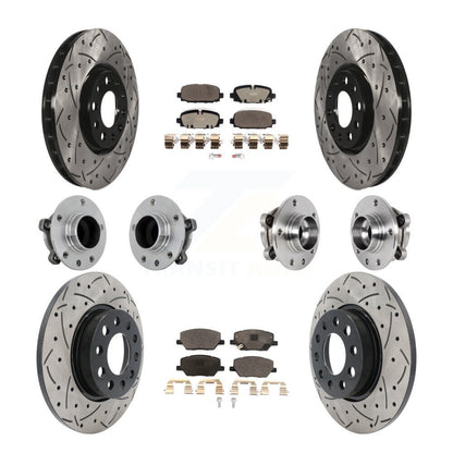 Kit de rotors et plaquettes de frein revêtus de roulement de moyeu avant et arrière (10 pièces) pour Jeep Compass FW