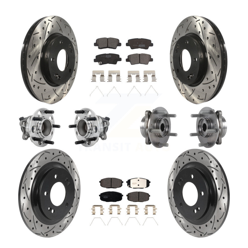 Kit de plaquettes de rotor de frein enduites de roulement de moyeu avant et arrière (10 pièces) pour Hyundai Elantra G