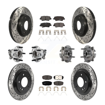 Kit de plaquettes de rotor de frein enduites de roulement de moyeu avant et arrière (10 pièces) pour Hyundai Elantra G