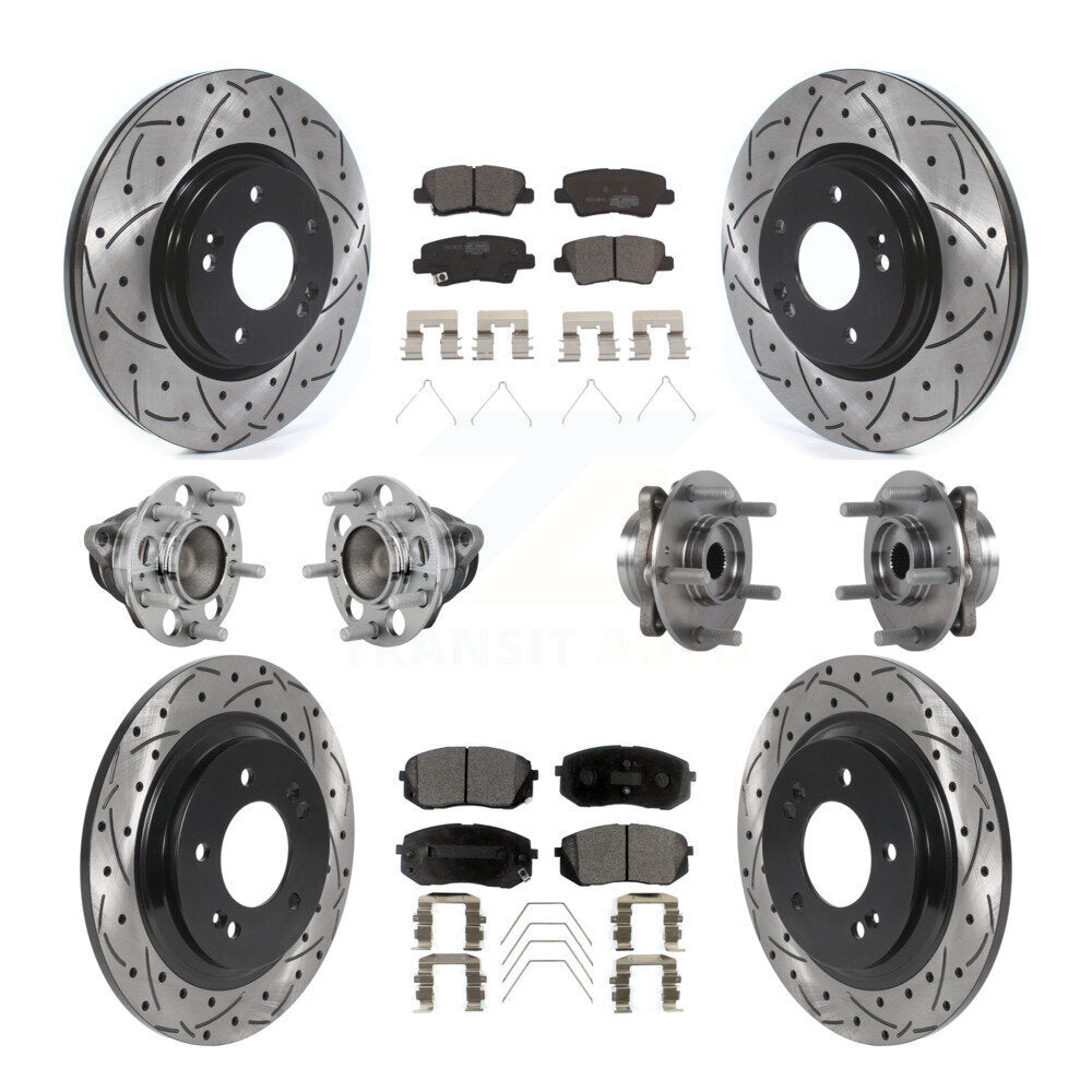 Kit de plaquettes de rotor de frein enduites de roulement de moyeu avant et arrière (10 pièces) pour Hyundai Elantra G