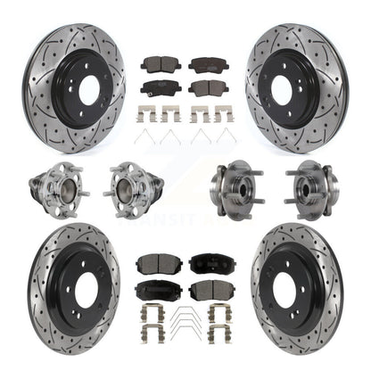 Kit de plaquettes de rotor de frein enduites de roulement de moyeu avant et arrière (10 pièces) pour Hyundai Elantra G