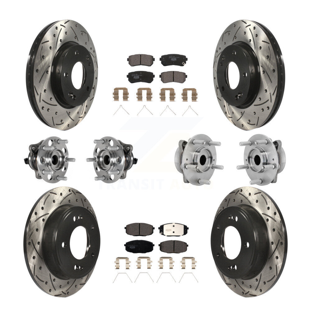 Kit de rotor et de plaquettes de frein à disque revêtus de roulement de moyeu avant et arrière (10 pièces) pour Hyundai Kon
