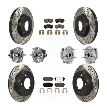 Kit de rotor et de plaquettes de frein à disque revêtus de roulement de moyeu avant et arrière (10 pièces) pour Hyundai Kon
