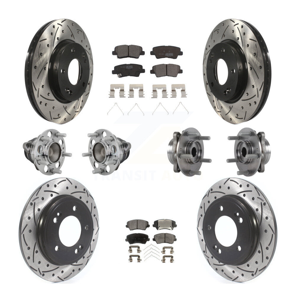 Kit de rotors et plaquettes de frein revêtus de roulement de moyeu avant et arrière (10 pièces) pour Hyundai Veloste