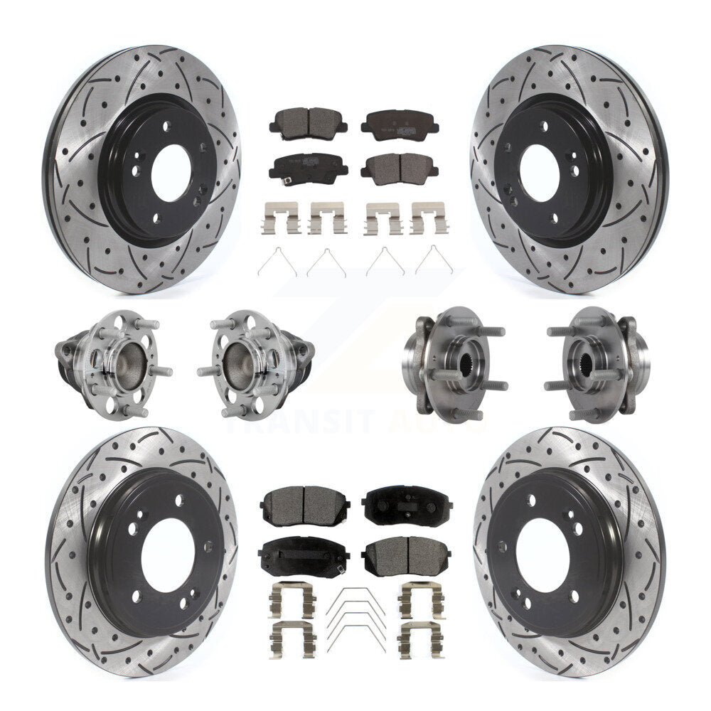 Kit de rotor et de plaquettes de frein revêtus de roulement de moyeu avant et arrière (10 pièces) pour Kia Forte Hyunda