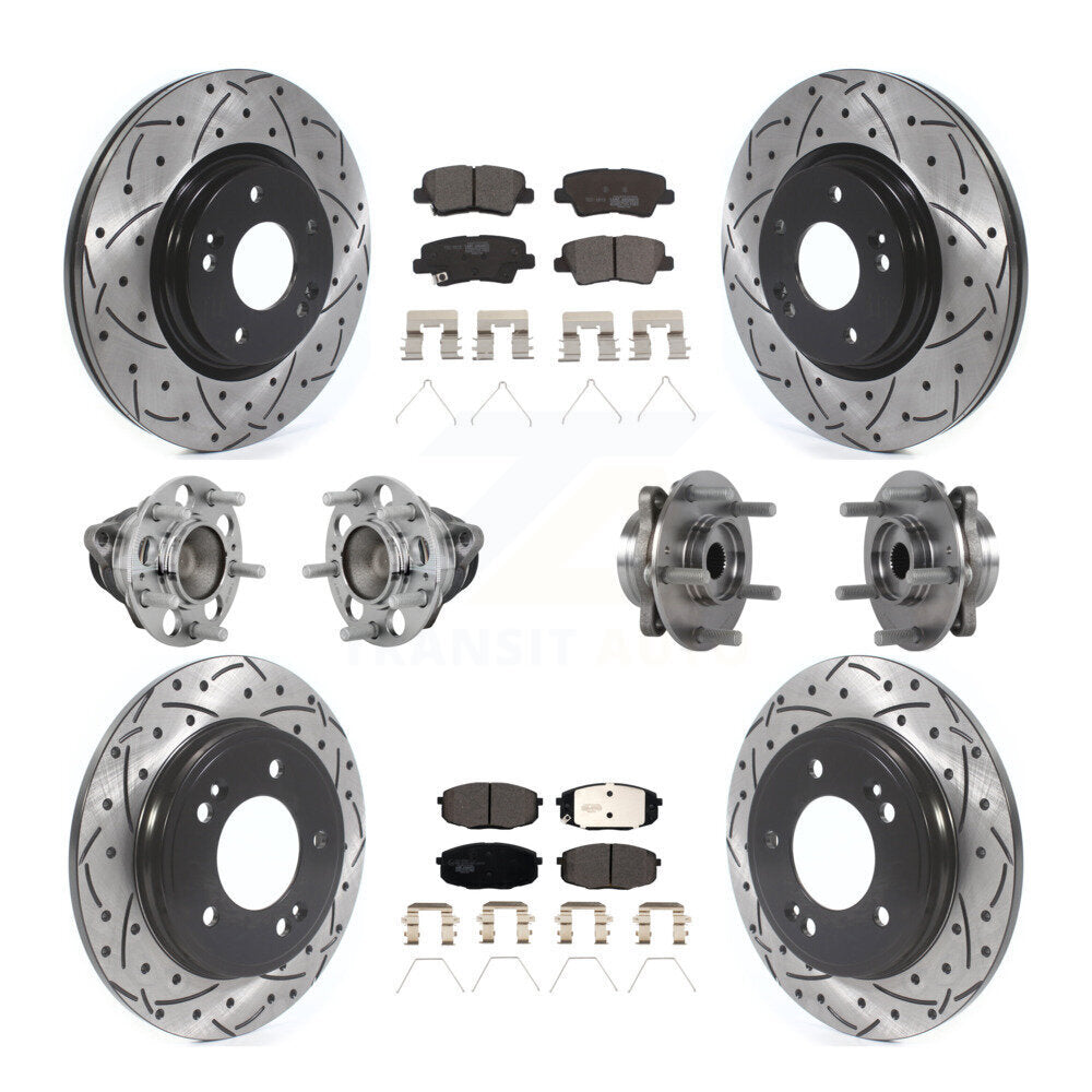 Kit de plaquettes de rotor de frein enduites de roulement de moyeu avant et arrière (10 pièces) pour Kia Forte 2020 1.6