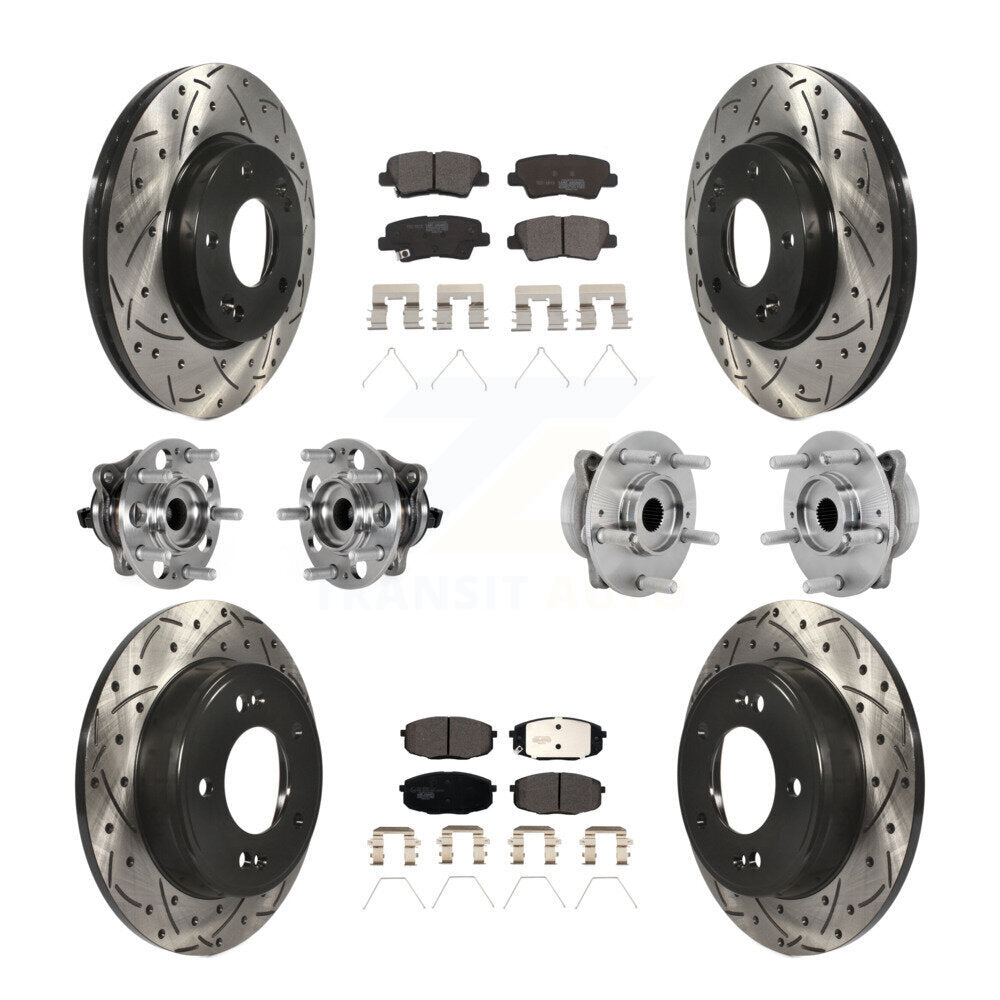 Kit de rotor et de plaquettes de frein à disque revêtus de roulement de moyeu avant et arrière (10 pièces) pour Hyundai Kon