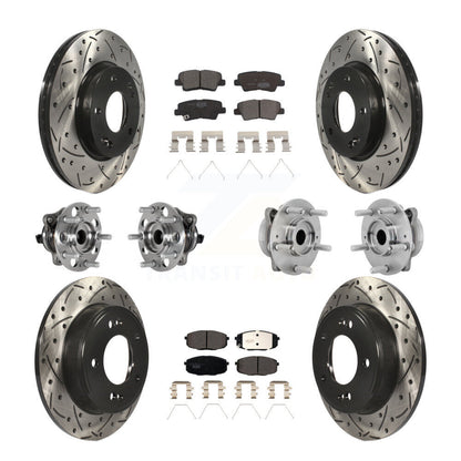 Kit de rotor et de plaquettes de frein à disque revêtus de roulement de moyeu avant et arrière (10 pièces) pour Hyundai Kon