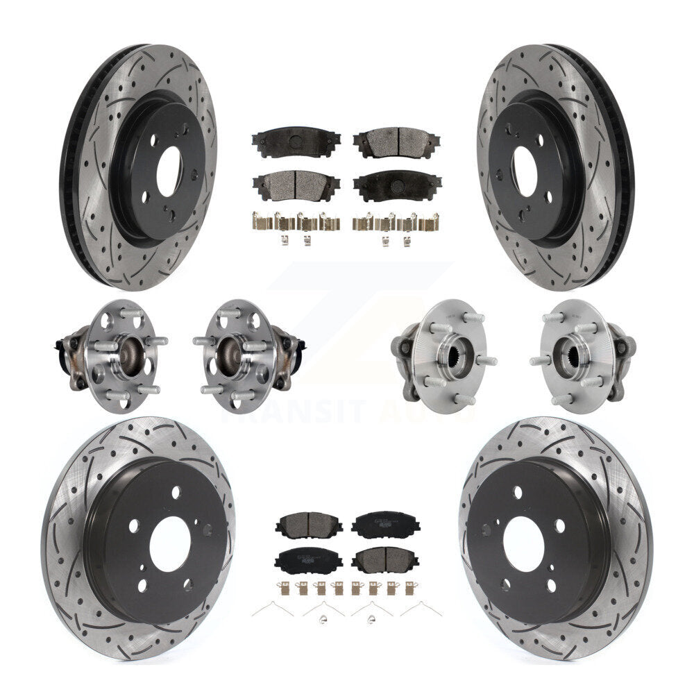 Kit de rotors et plaquettes de frein à disque revêtus de roulement de moyeu avant et arrière (10 pièces) pour Toyota C-H