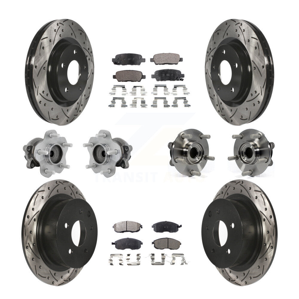 Kit de rotors et plaquettes de frein à disque revêtus de roulement de moyeu avant et arrière (10 pièces) pour Nissan Juk