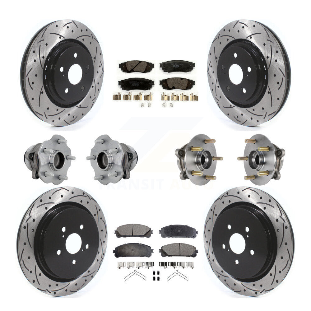 Kit de plaquettes de rotor de frein enduites de roulement de moyeu avant et arrière (10 pièces) pour Lexus RX350 RX350
