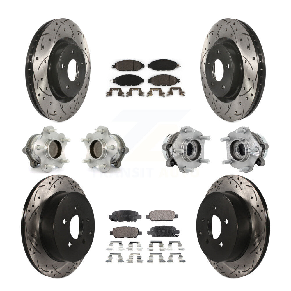 Kit de rotor et de plaquettes de frein revêtus de roulement de moyeu avant et arrière (10 pièces) pour Nissan Murano FW