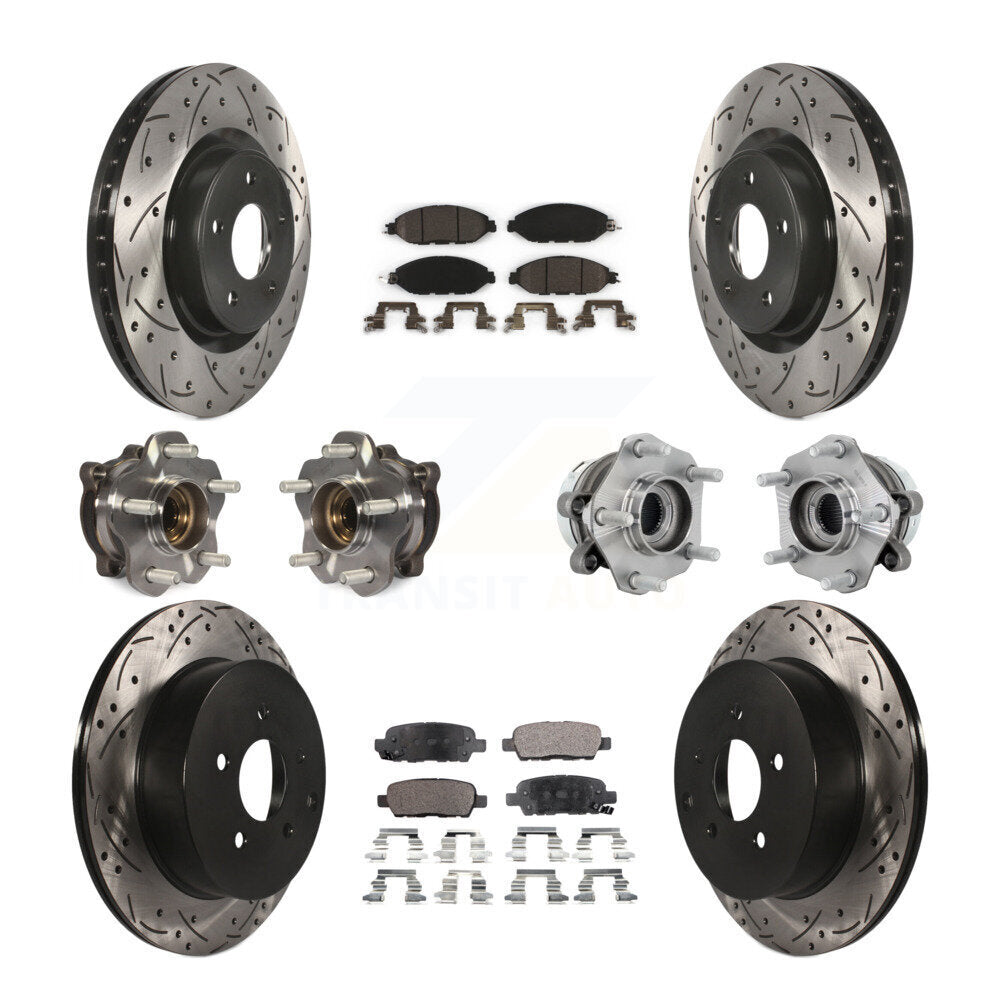 Kit de rotor et de plaquettes de frein revêtus de roulement de moyeu avant et arrière (10 pièces) pour Nissan Murano AW
