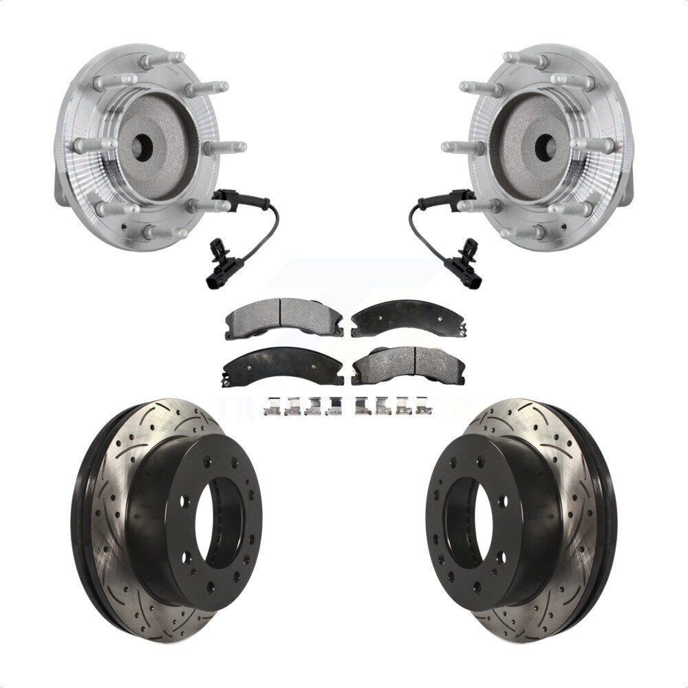 Kit de plaquettes de Rotor de frein, roulement de moyeu avant, fente percée, pour GMC Chevrolet Sierra 250
