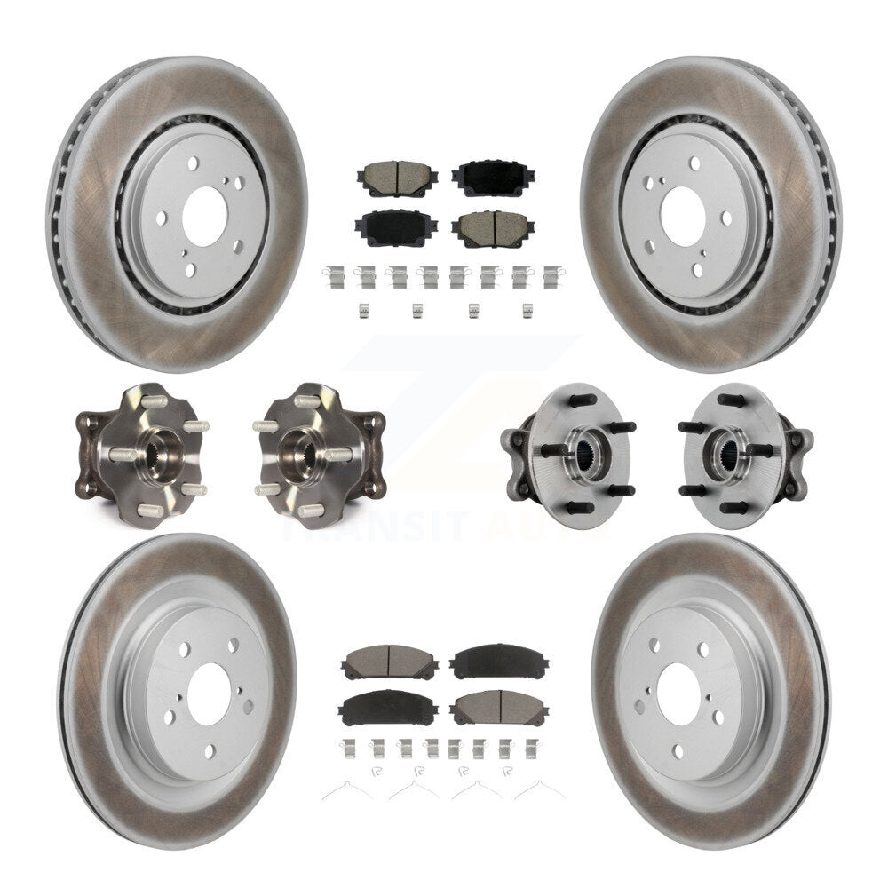 Kit de rotor et de plaquettes de frein revêtus de roulement de moyeu avant et arrière (10 pièces) pour Toyota Sienna AW