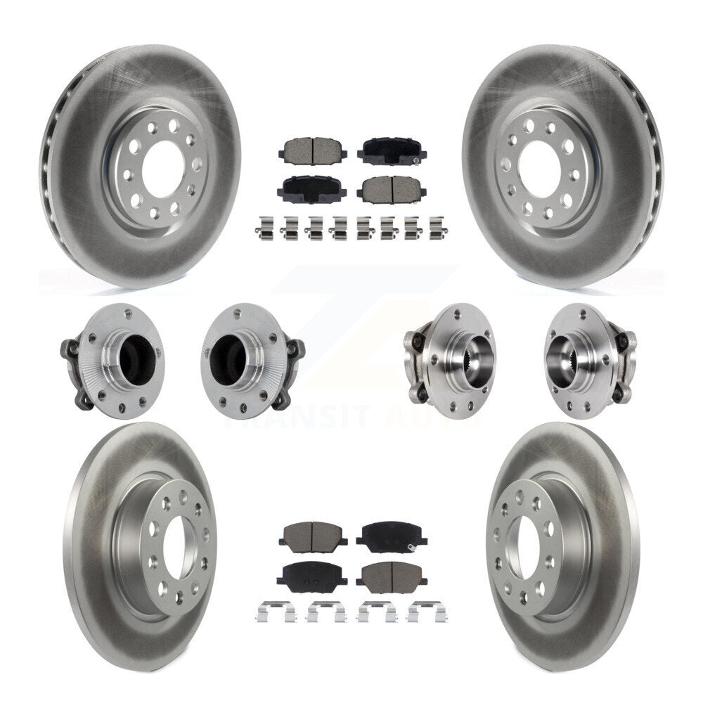 Kit de rotors et plaquettes de frein revêtus de roulement de moyeu avant et arrière (10 pièces) pour Jeep Compass FW