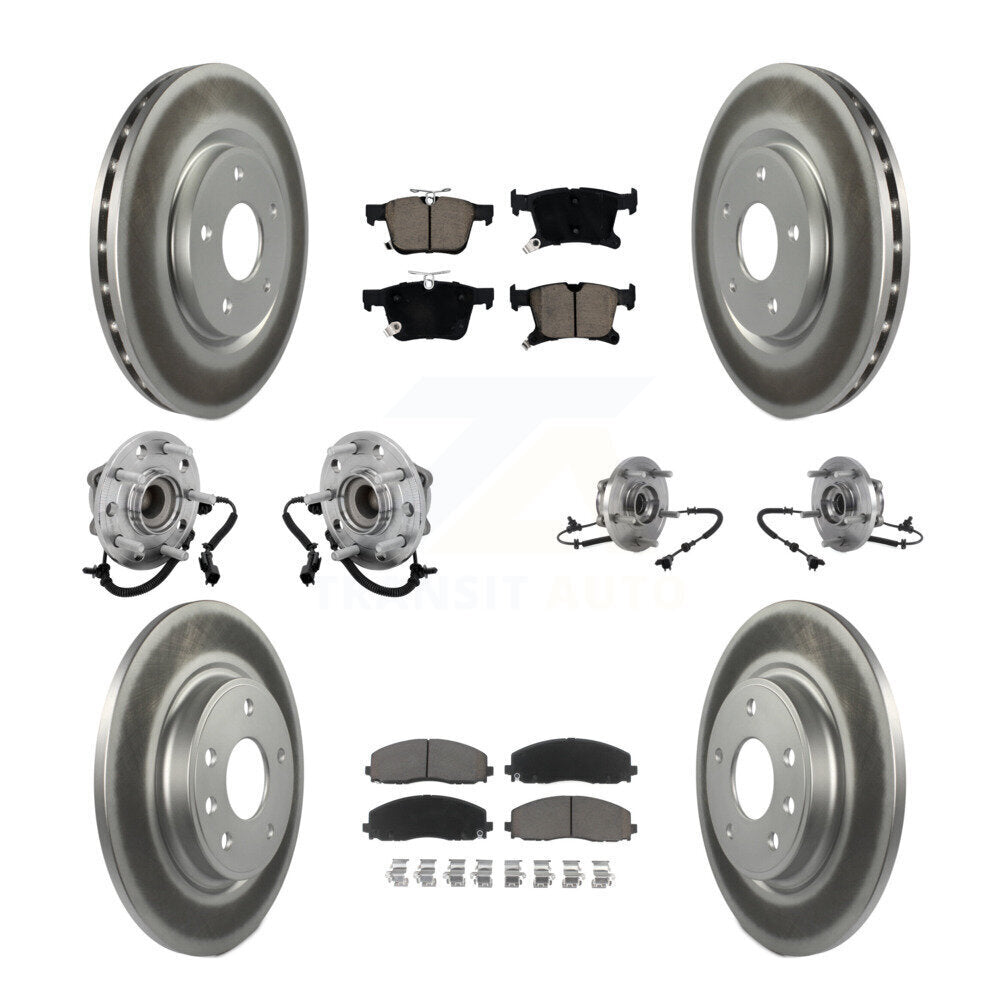 Kit de rotor et de plaquettes de frein revêtus de roulement de moyeu avant et arrière (10 pièces) pour Chrysler Pacific