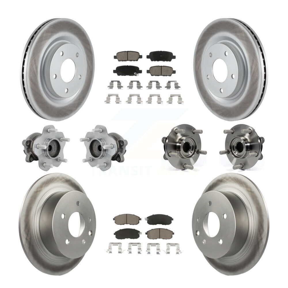Kit de rotors et plaquettes de frein à disque revêtus de roulement de moyeu avant et arrière (10 pièces) pour Nissan Juk