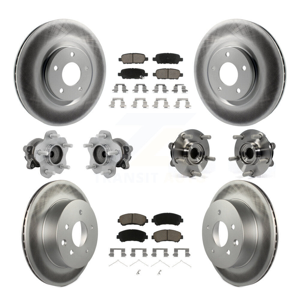 Kit de rotors et plaquettes de frein à disque revêtus de roulement de moyeu avant et arrière (10 pièces) pour Nissan Juk