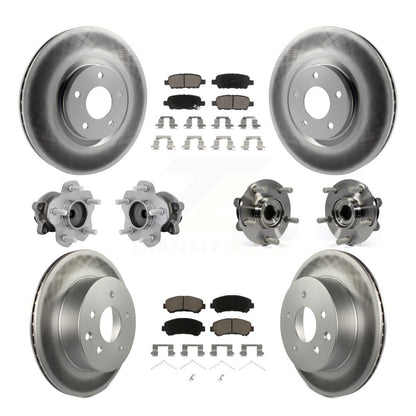 Kit de rotors et plaquettes de frein à disque revêtus de roulement de moyeu avant et arrière (10 pièces) pour Nissan Juk