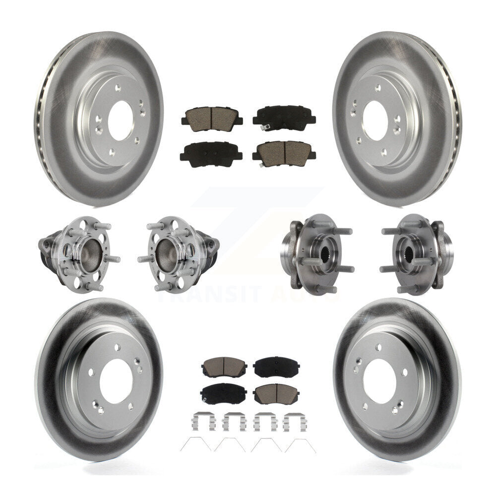 Kit de plaquettes de rotor de frein enduites de roulement de moyeu avant et arrière (10 pièces) pour Hyundai Elantra G