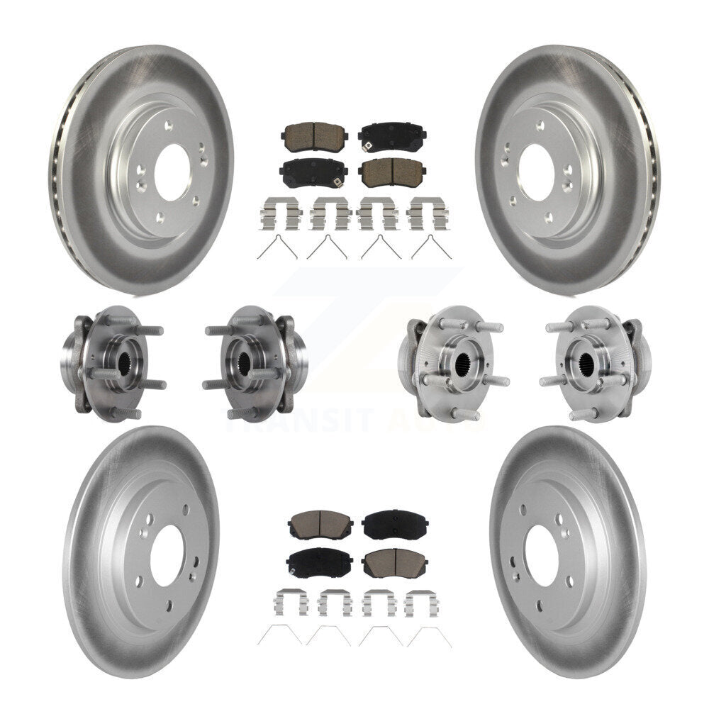 Kit de rotors et plaquettes de frein revêtus de roulement de moyeu avant et arrière (10 pièces) pour Hyundai Kona Ki