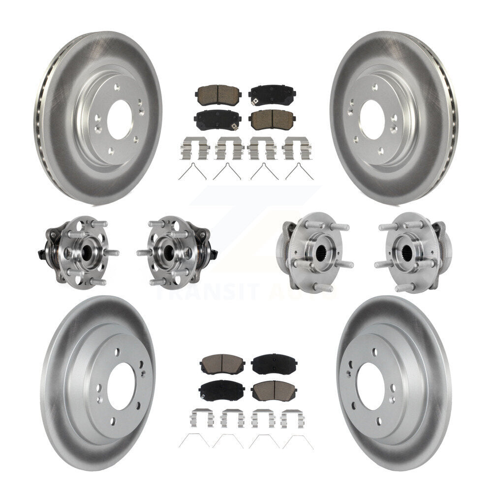 Kit de rotor et de plaquettes de frein à disque revêtus de roulement de moyeu avant et arrière (10 pièces) pour Hyundai Kon