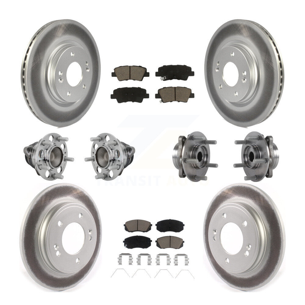 Kit de rotor et de plaquettes de frein revêtus de roulement de moyeu avant et arrière (10 pièces) pour Kia Forte Hyunda