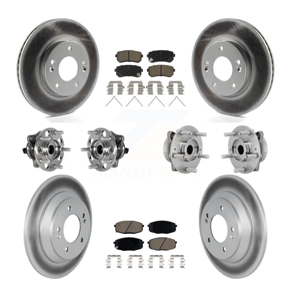 Kit de rotor et de plaquettes de frein à disque revêtus de roulement de moyeu avant et arrière (10 pièces) pour Hyundai Kon