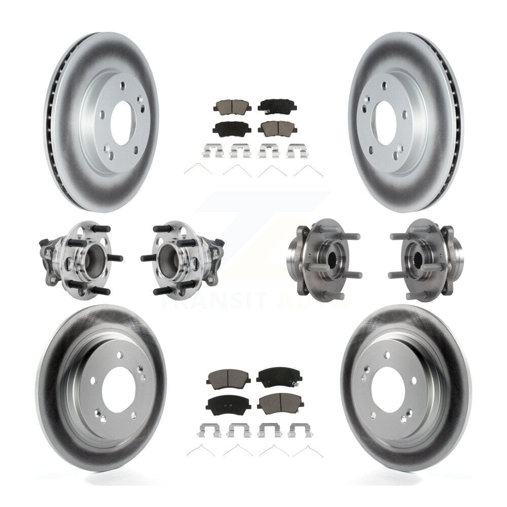 Kit de plaquettes de rotor de frein à disque revêtues de roulement de moyeu avant et arrière (10 pièces) pour Hyundai Ioni