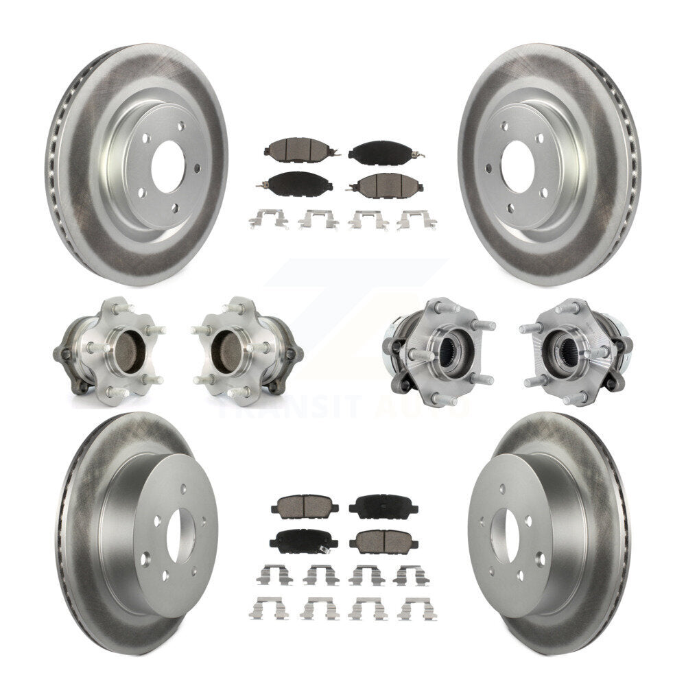 Kit de rotor et de plaquettes de frein revêtus de roulement de moyeu avant et arrière (10 pièces) pour Nissan Murano FW