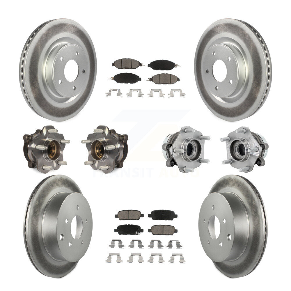 Kit de rotor et de plaquettes de frein revêtus de roulement de moyeu avant et arrière (10 pièces) pour Nissan Murano AW