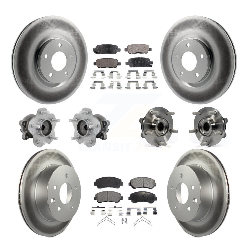 Kit de rotors et plaquettes de frein à disque revêtus de roulement de moyeu avant et arrière (10 pièces) pour Nissan Juk