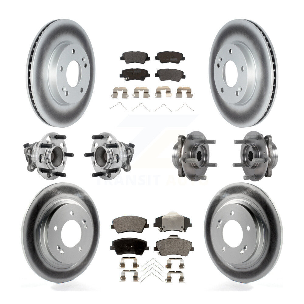 Kit de plaquettes de rotor de frein à disque revêtues de roulement de moyeu avant et arrière (10 pièces) pour Hyundai Ioni