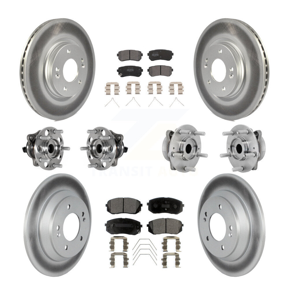 Kit de rotor et de plaquettes de frein à disque revêtus de roulement de moyeu avant et arrière (10 pièces) pour Hyundai Kon