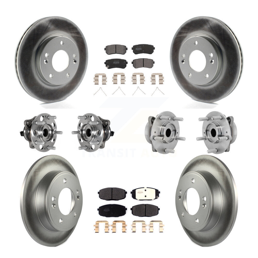 Kit de rotor et de plaquettes de frein à disque revêtus de roulement de moyeu avant et arrière (10 pièces) pour Hyundai Kon