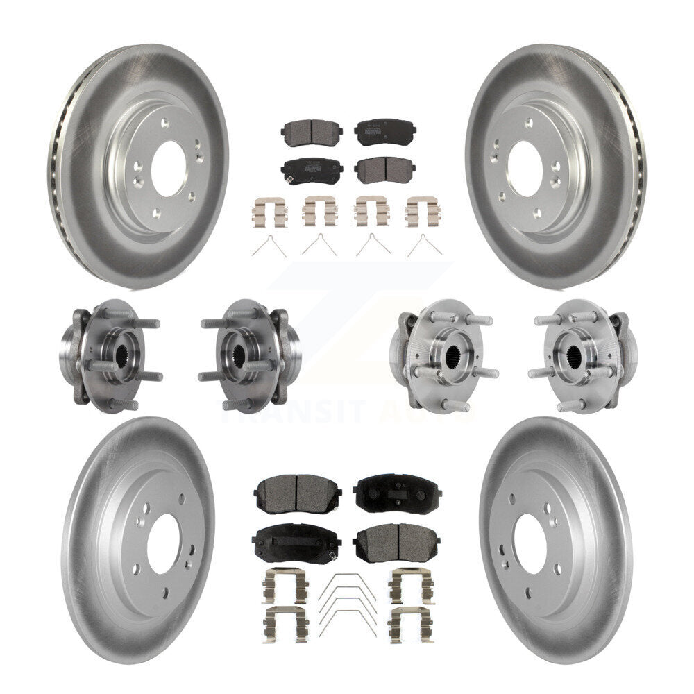 Kit de rotors et plaquettes de frein revêtus de roulement de moyeu avant et arrière (10 pièces) pour Hyundai Kona Ki