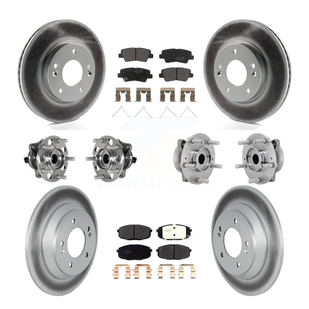 Kit de rotor et de plaquettes de frein à disque revêtus de roulement de moyeu avant et arrière (10 pièces) pour Hyundai Kon
