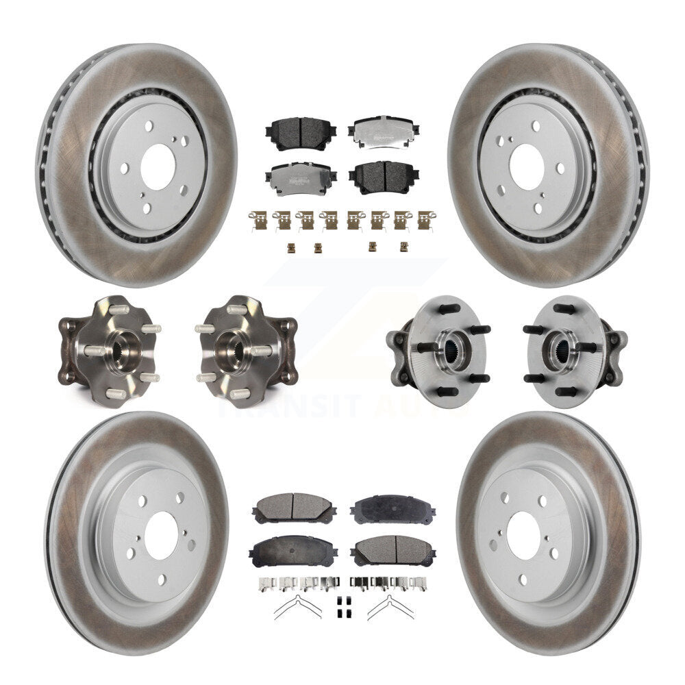 Kit de rotor et de plaquettes de frein revêtus de roulement de moyeu avant et arrière (10 pièces) pour Toyota Sienna AW