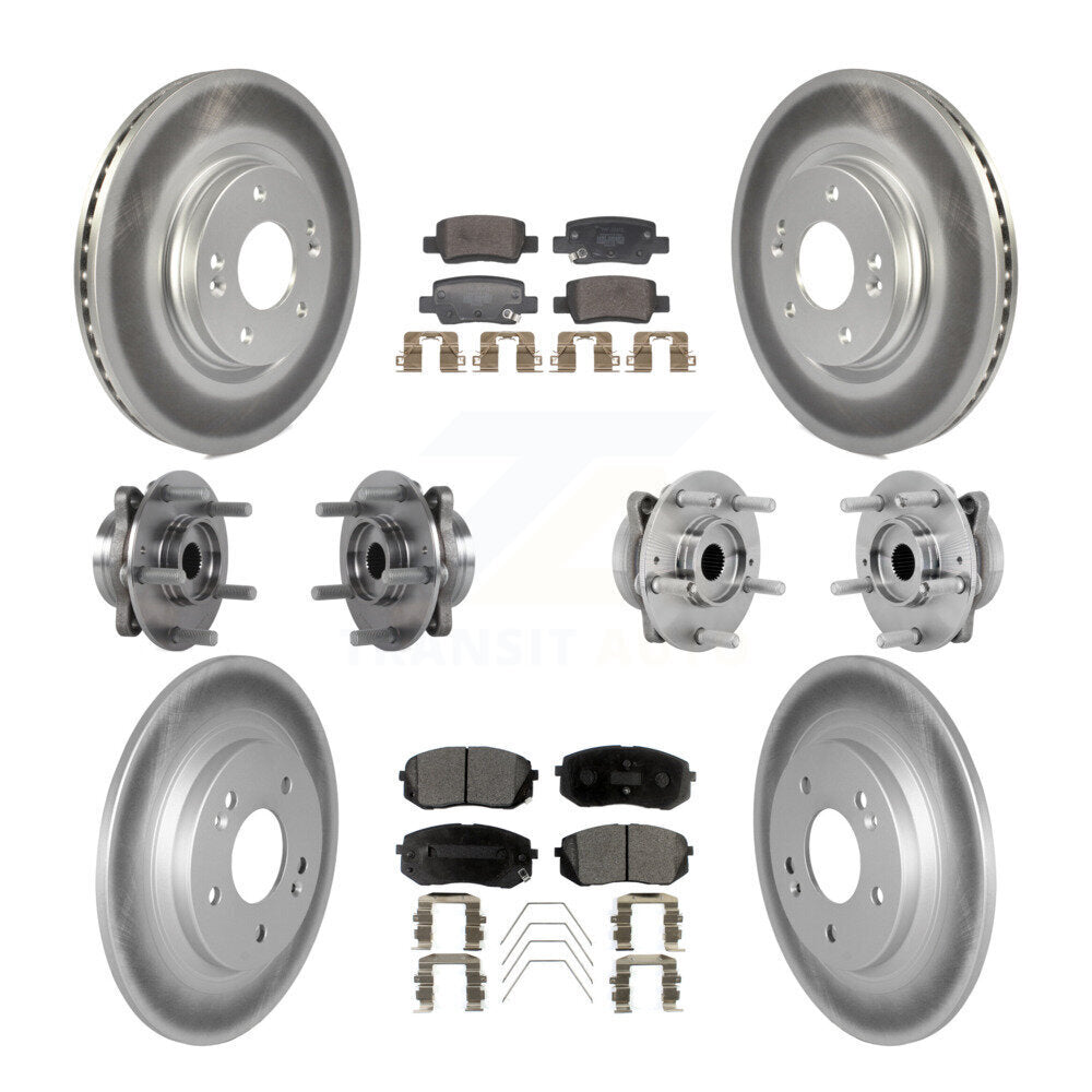 Kit de rotor et de plaquettes de frein à disque revêtus de roulement de moyeu avant et arrière (10 pièces) pour Kia Selto
