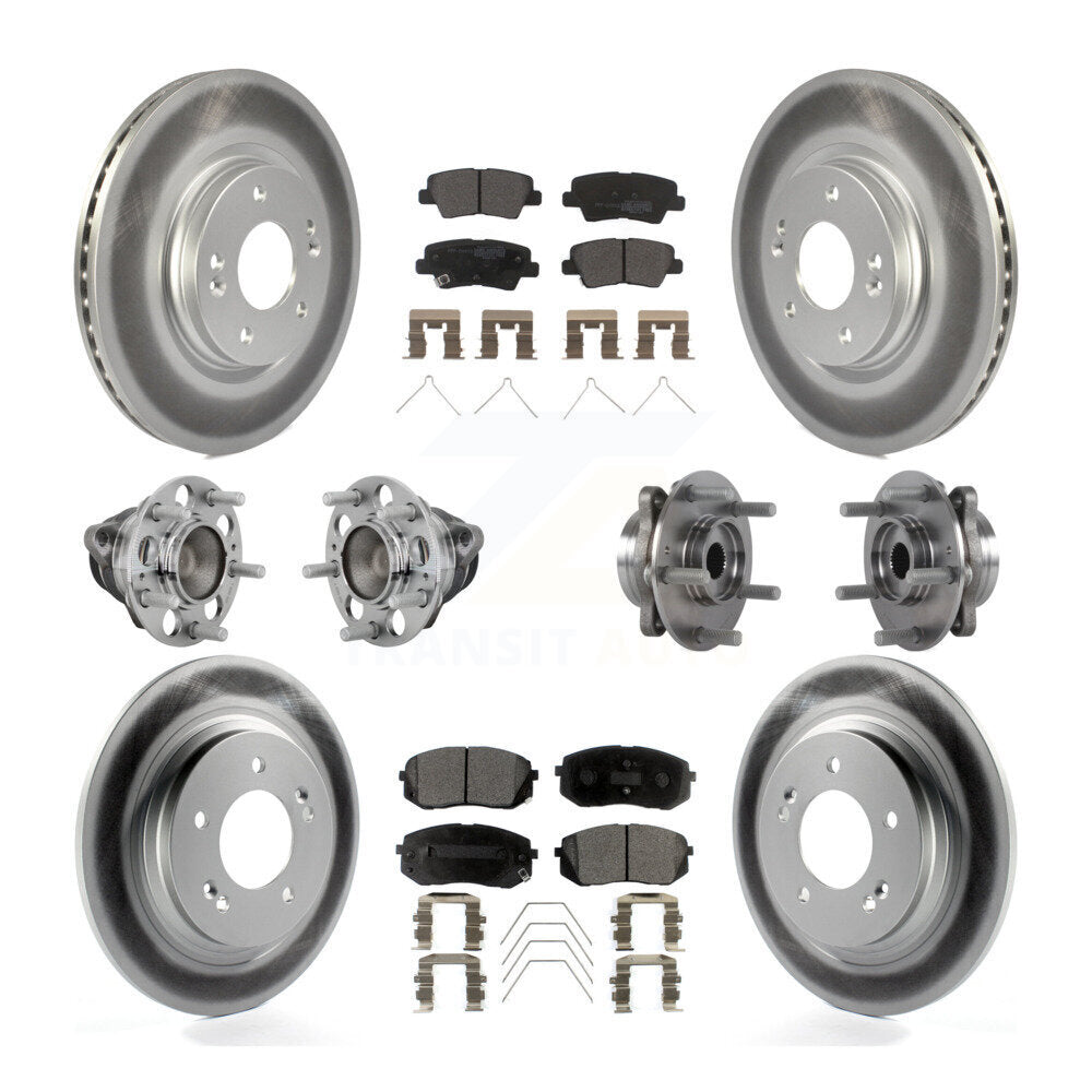 Kit de plaquettes de rotor de frein enduites de roulement de moyeu avant et arrière (10 pièces) pour Hyundai Elantra G